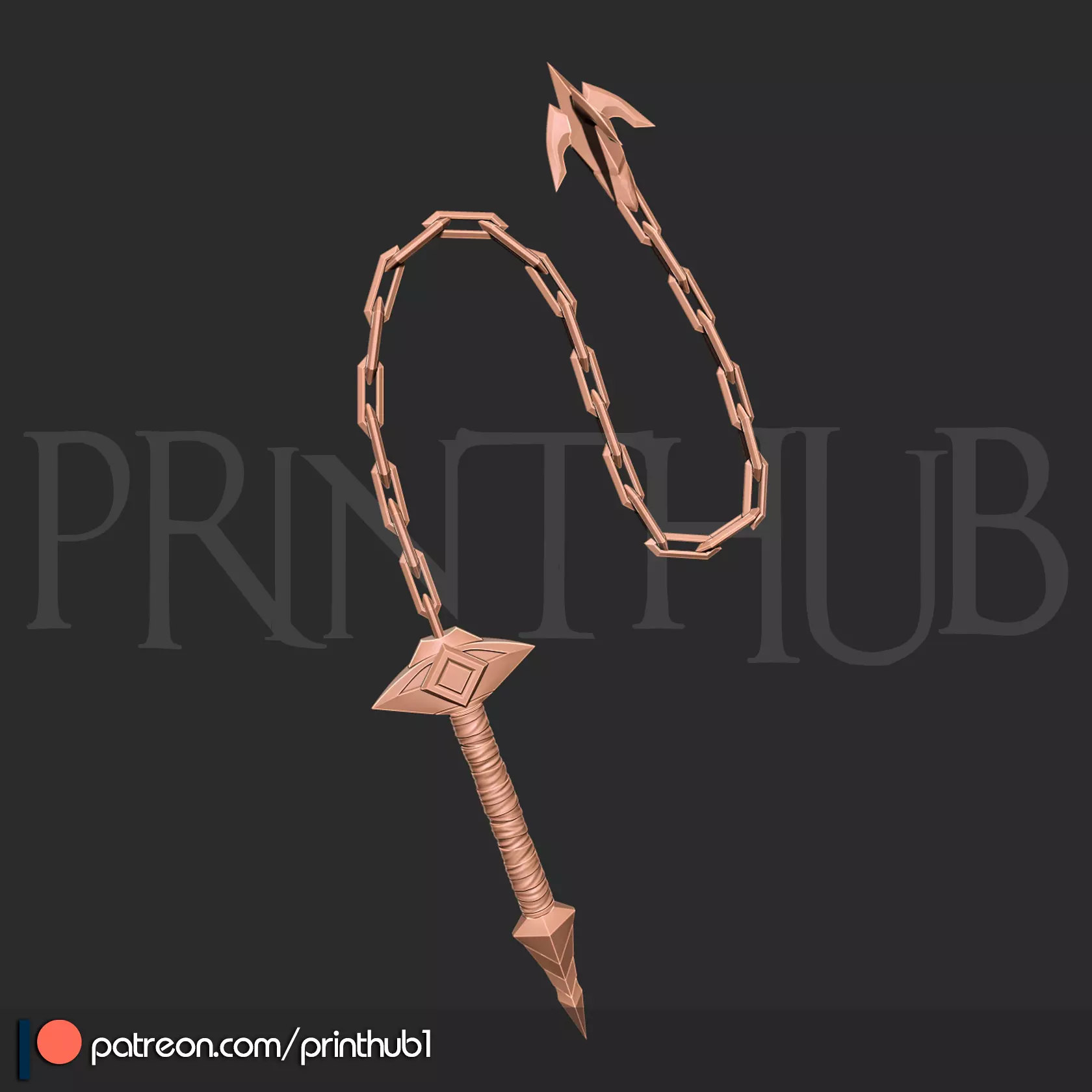 Combat Cross Vampire Killer from Castlevania Cosplay Prop 3D print model_5