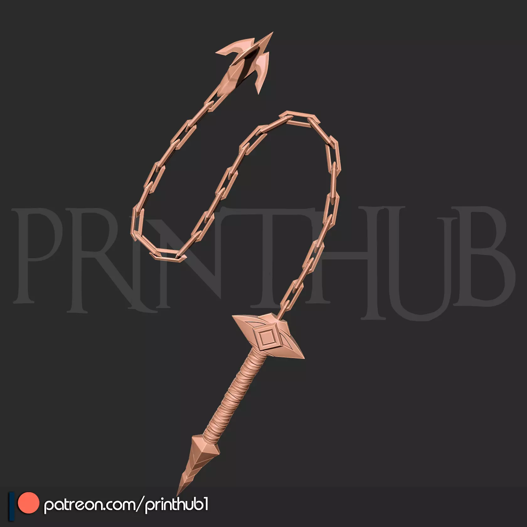 Combat Cross Vampire Killer from Castlevania Cosplay Prop 3D print model_6