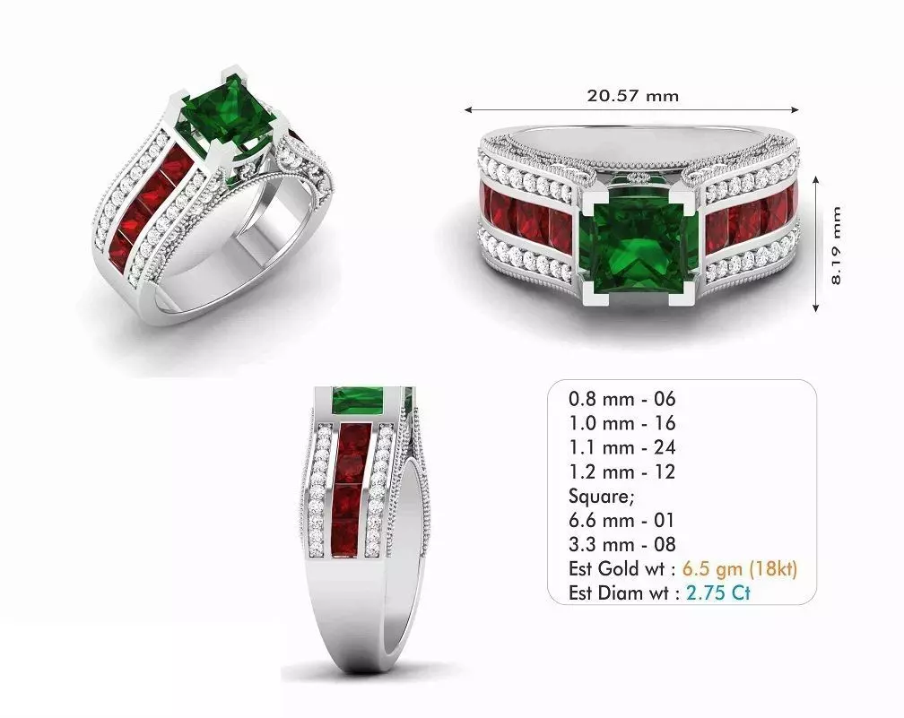 Diamond Wedding Ring  170 3D print model_0