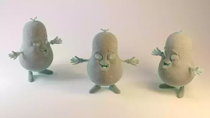 Potato Vegetable Character Mascot 3D Cartoon Potato Low-poly 3D model 6