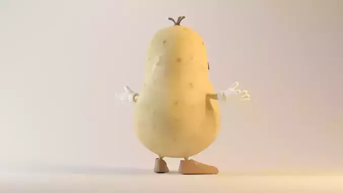 Potato Vegetable Character Mascot 3D Cartoon Potato Low-poly 3D model 3