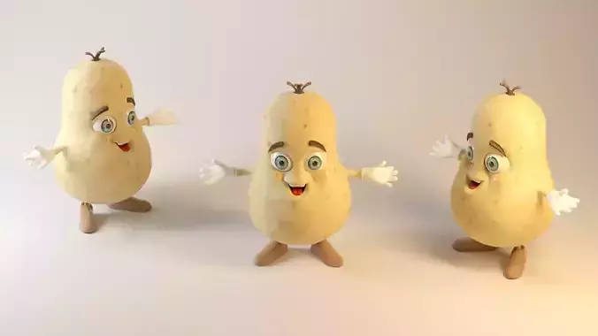 Potato Vegetable Character Mascot 3D Cartoon Potato Low-poly 3D model 5