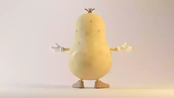 Potato Vegetable Character Mascot 3D Cartoon Potato Low-poly 3D model 4
