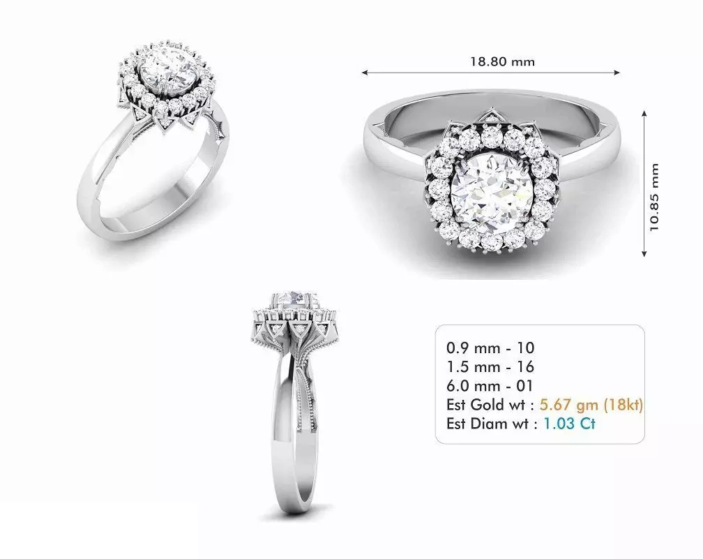 Diamond Wedding Ring 160 3D print model