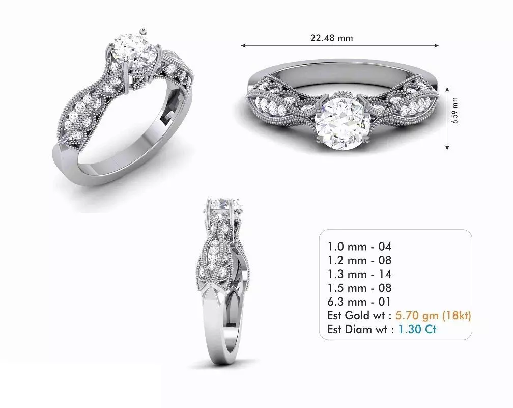 Diamond Wedding Ring 135 Free 3D print model