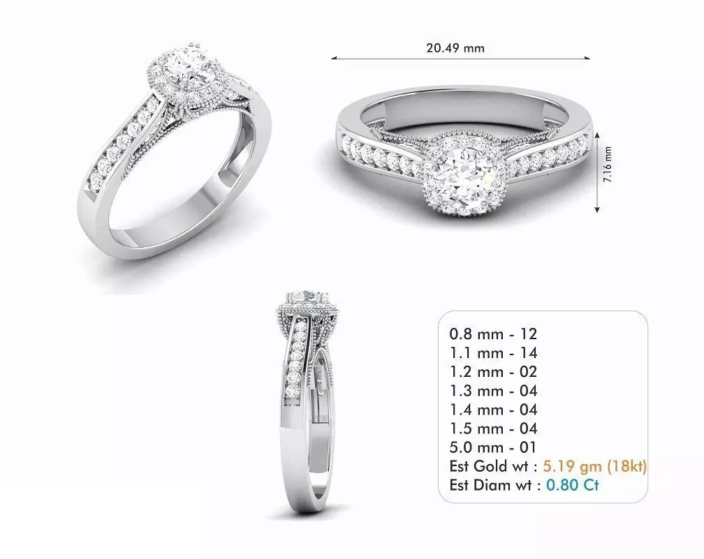 Diamond Wedding Ring 134 3D print model
