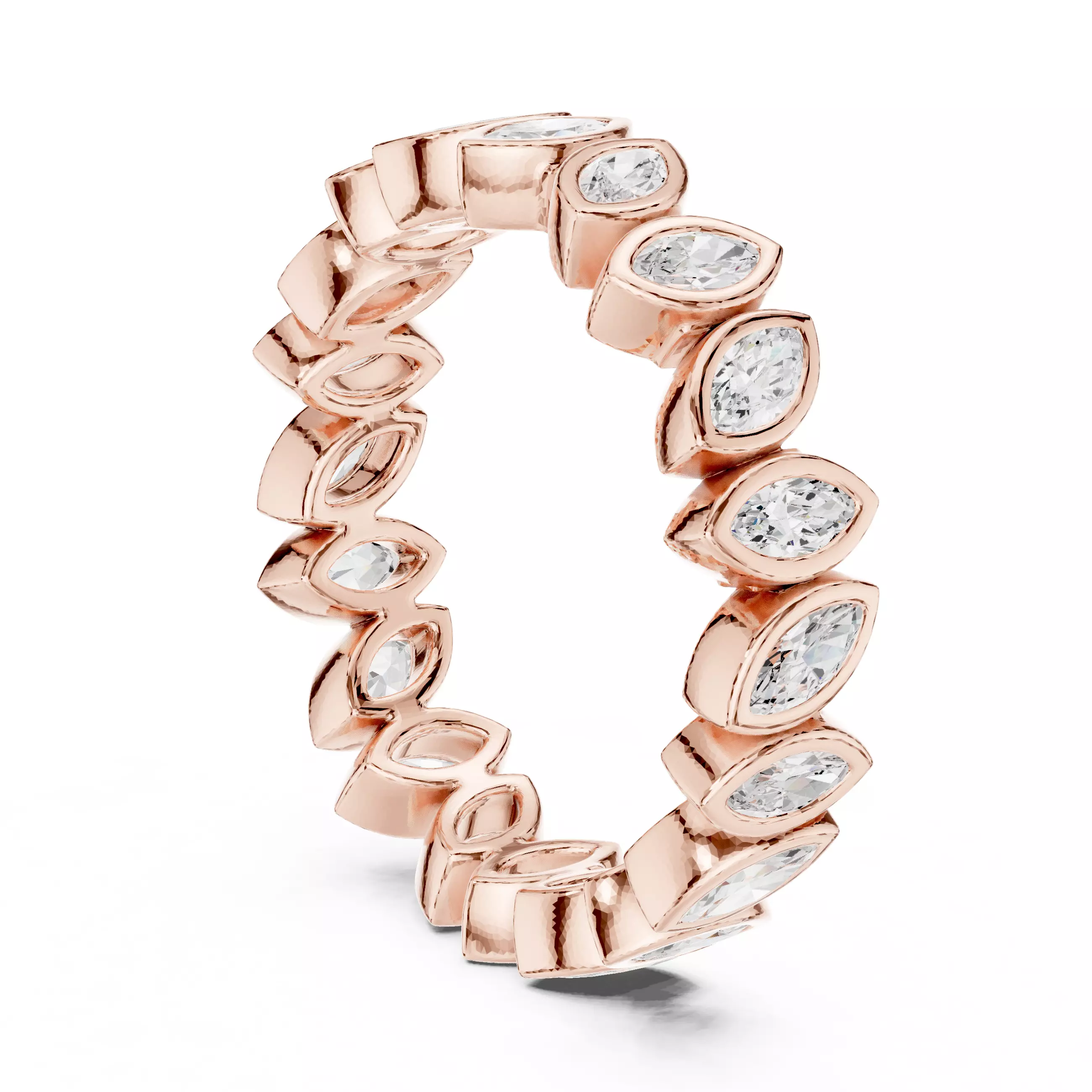 Marquise Cut Bezel Set Stacking Wedding Band 3DM STL Video 3D print model_3