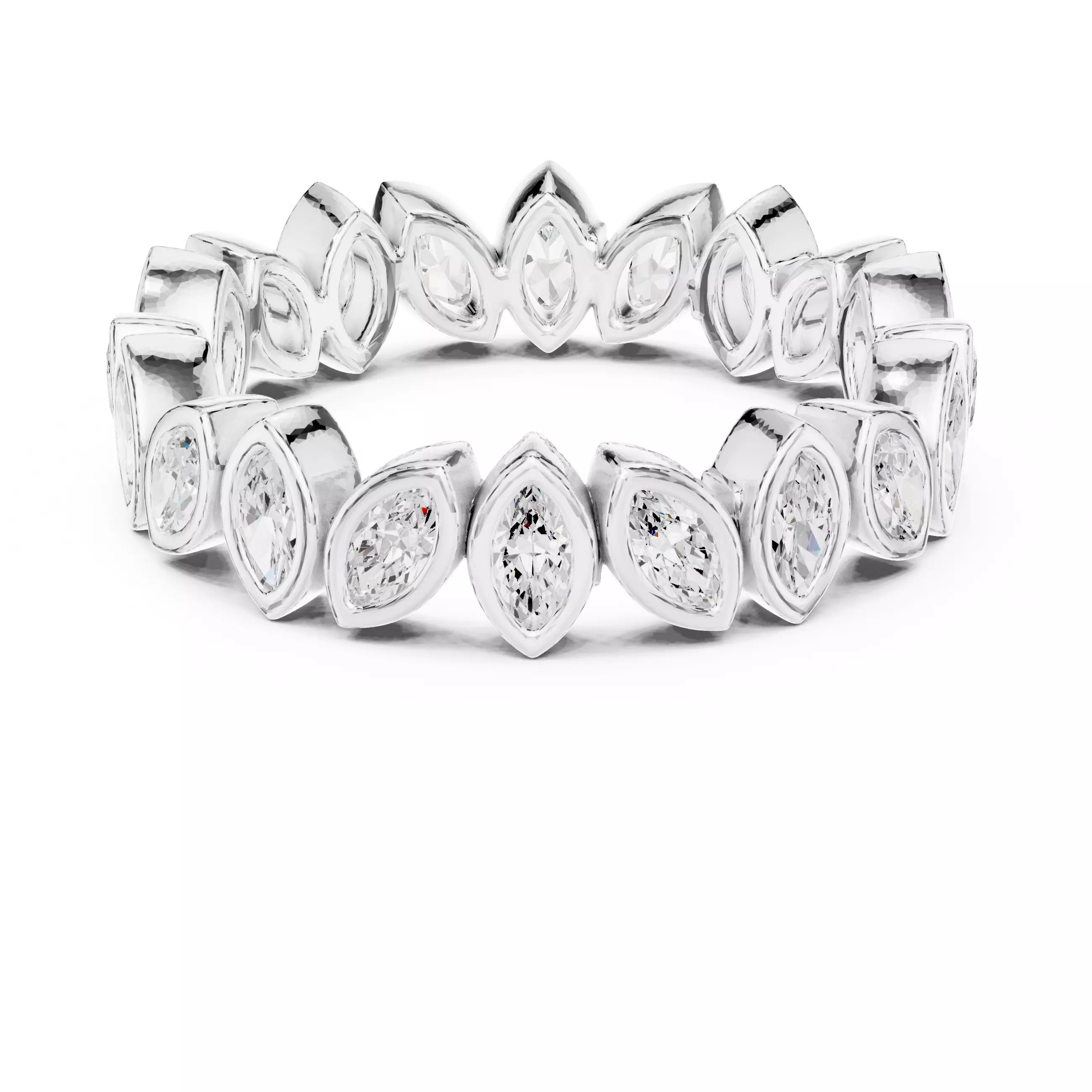 Marquise Cut Bezel Set Stacking Wedding Band 3DM STL Video 3D print model_11