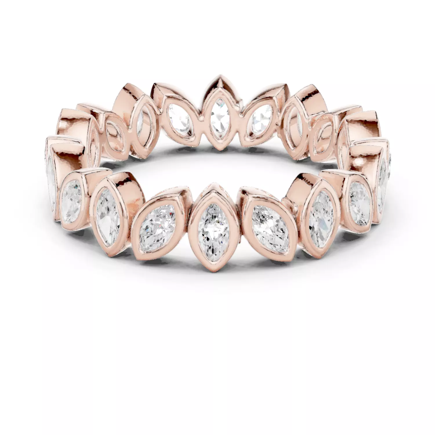 Marquise Cut Bezel Set Stacking Wedding Band 3DM STL Video 3D print model_12