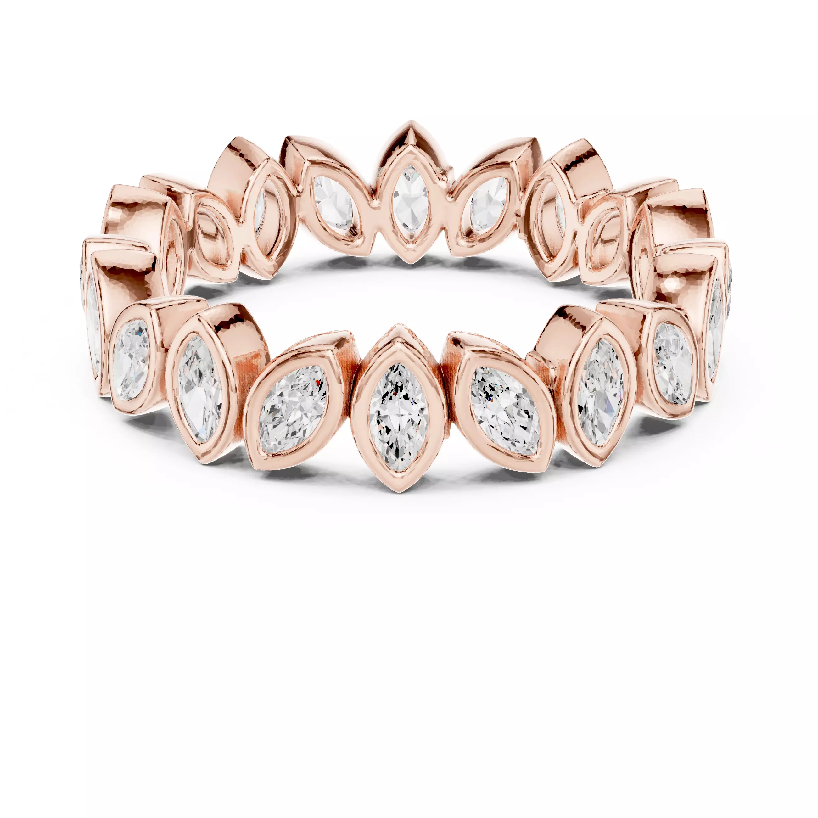 Marquise Cut Bezel Set Stacking Wedding Band 3DM STL Video 3D print model_5