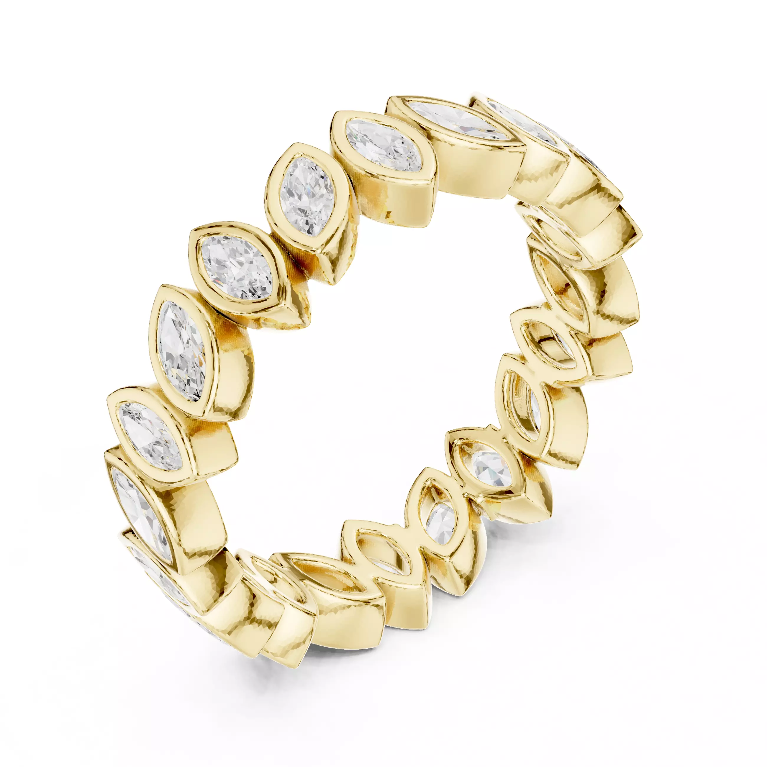 Marquise Cut Bezel Set Stacking Wedding Band 3DM STL Video 3D print model_7