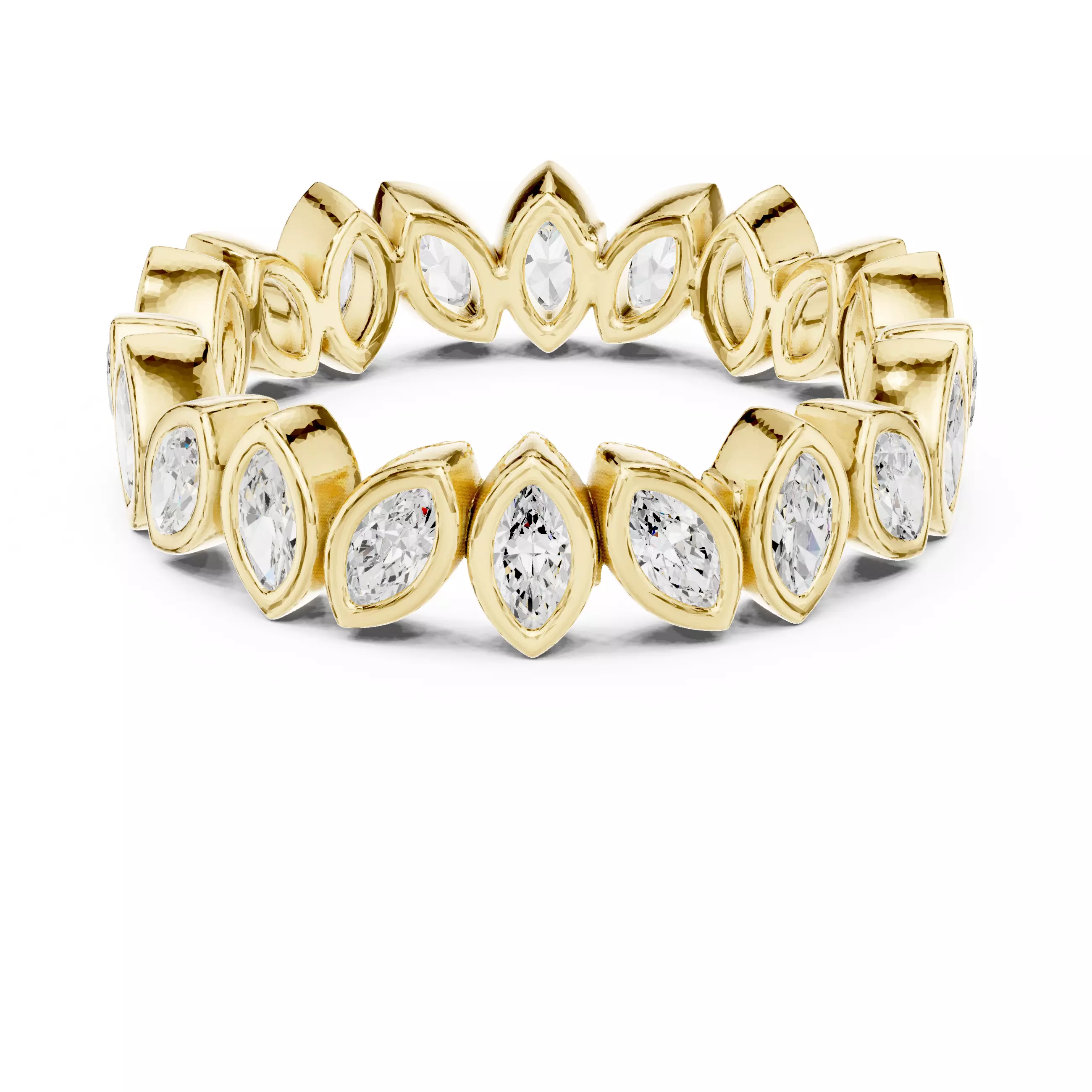 Marquise Cut Bezel Set Stacking Wedding Band 3DM STL Video 3D print model_8