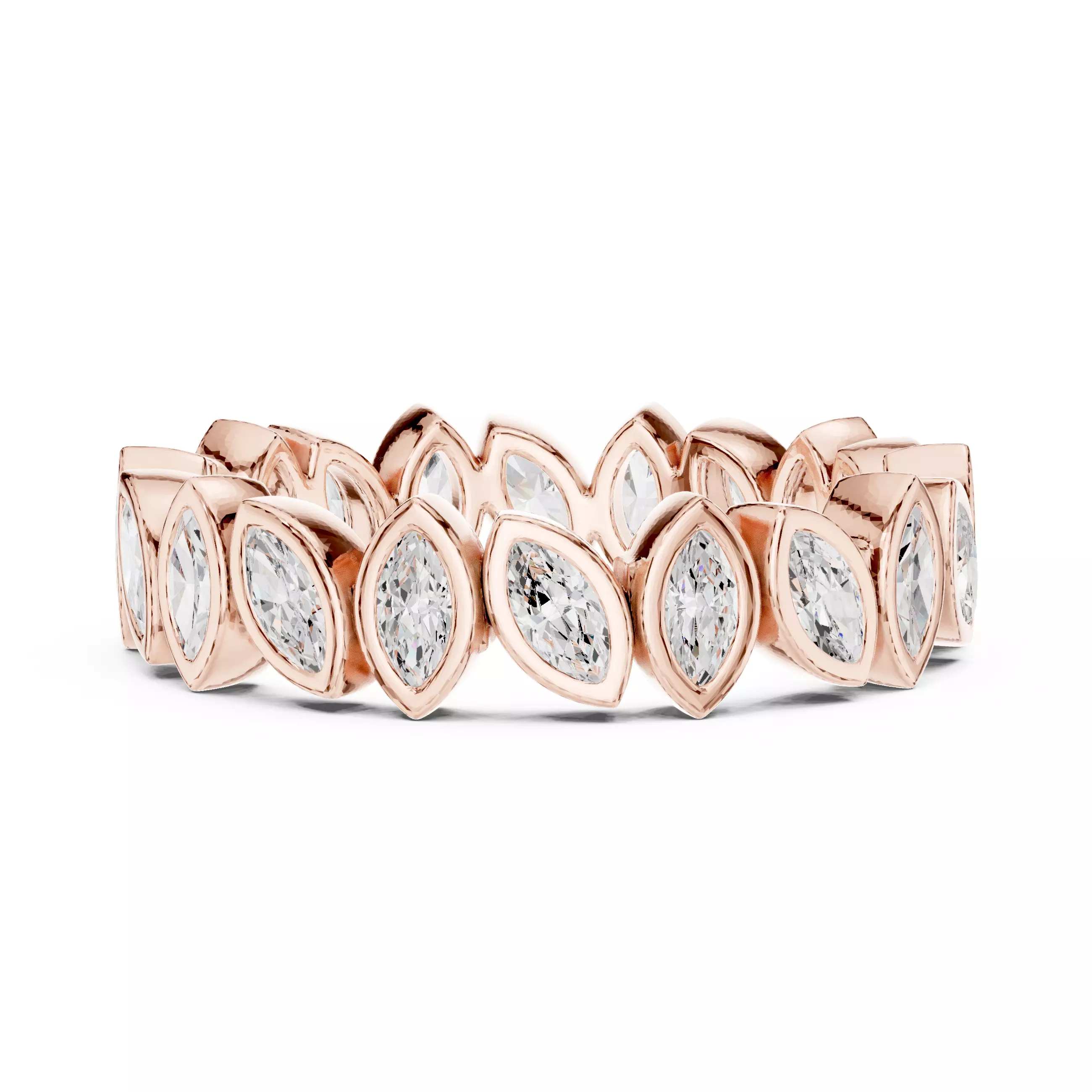 Marquise Cut Bezel Set Stacking Wedding Band 3DM STL Video 3D print model_0