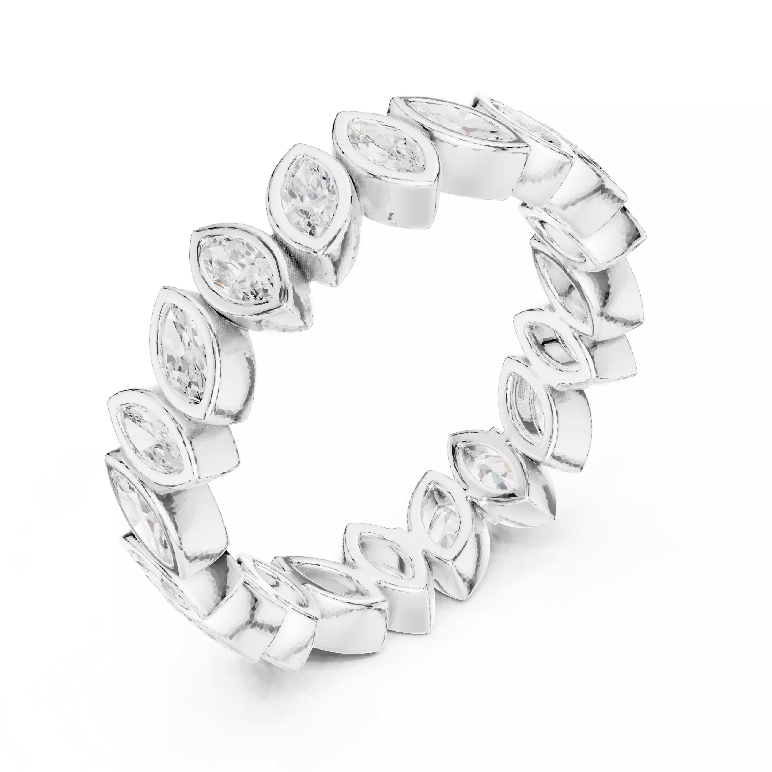 Marquise Cut Bezel Set Stacking Wedding Band 3DM STL Video 3D print model_10