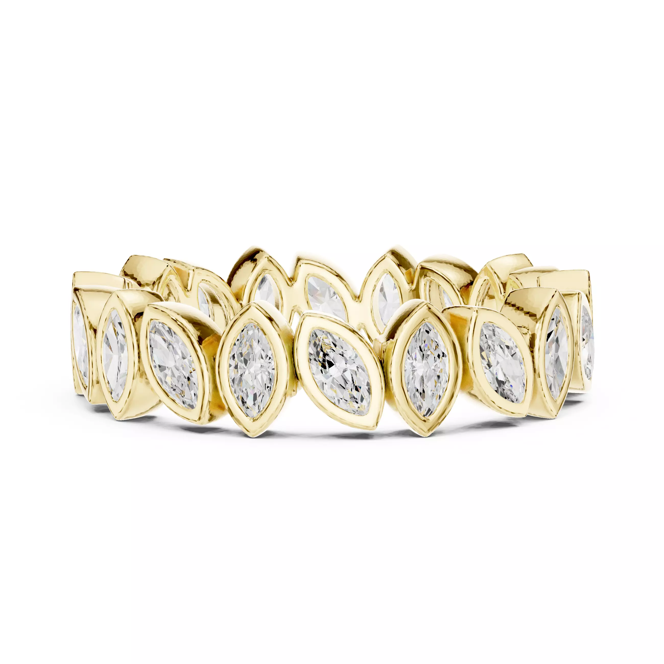 Marquise Cut Bezel Set Stacking Wedding Band 3DM STL Video 3D print model_1