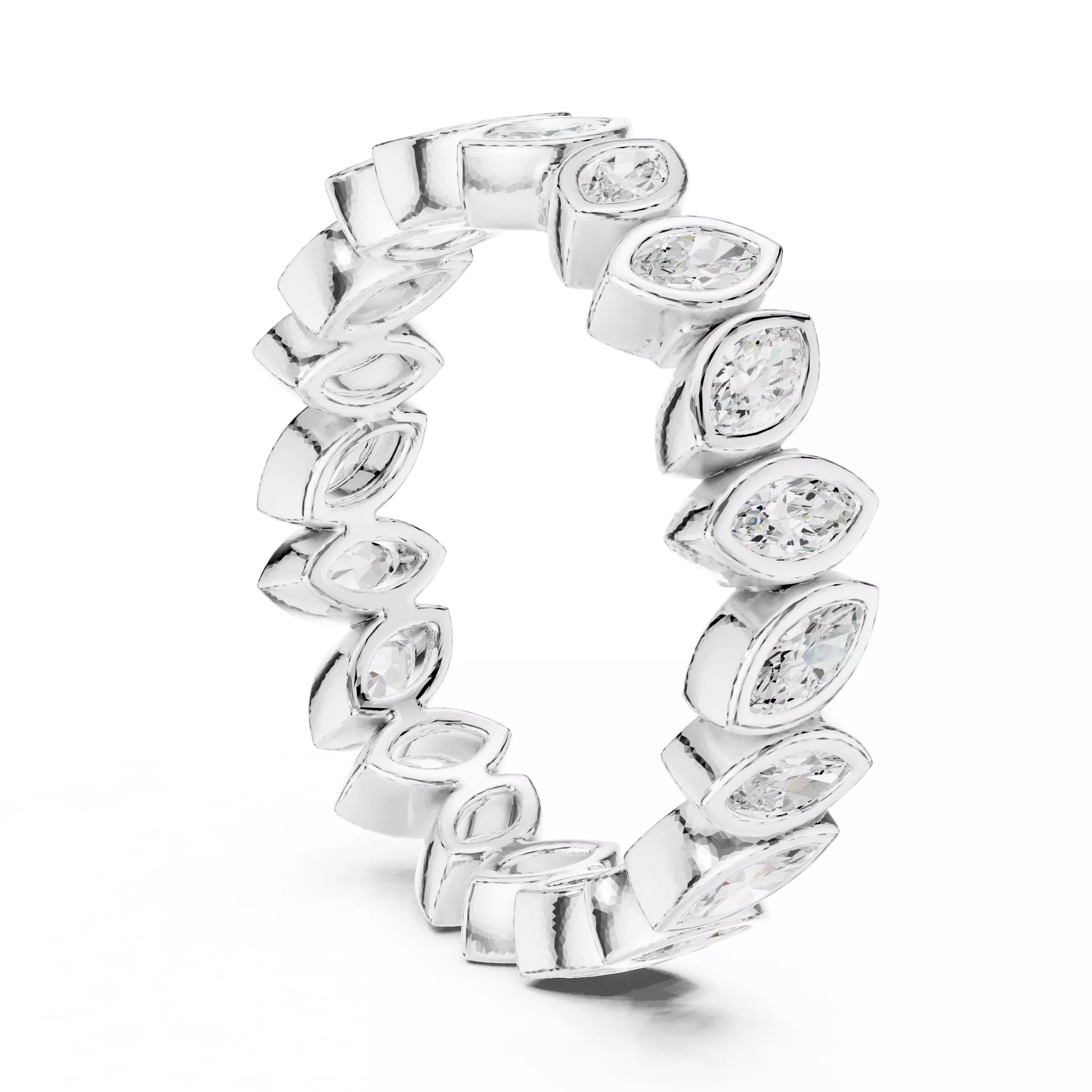 Marquise Cut Bezel Set Stacking Wedding Band 3DM STL Video 3D print model_9