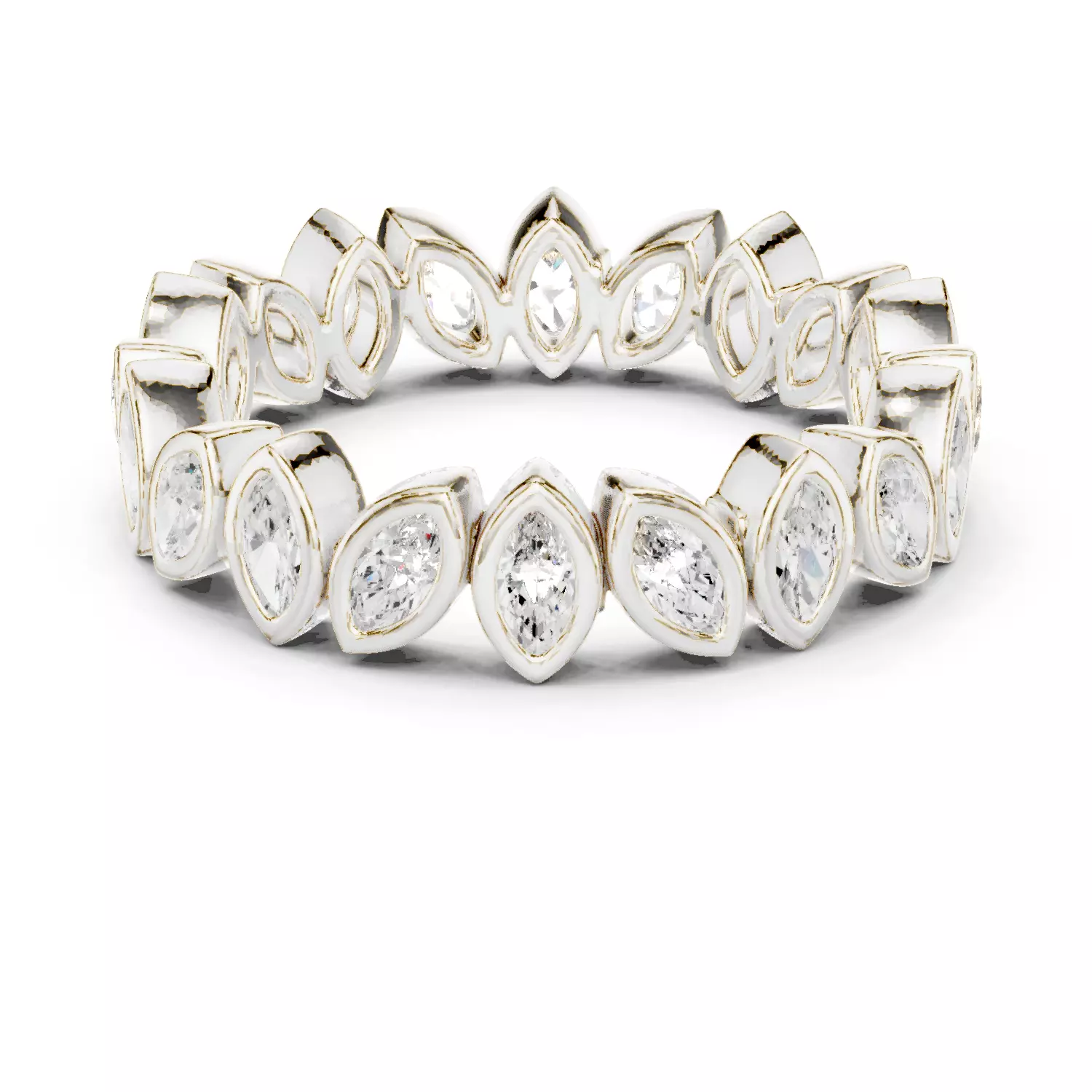 Marquise Cut Bezel Set Stacking Wedding Band 3DM STL Video 3D print model_14