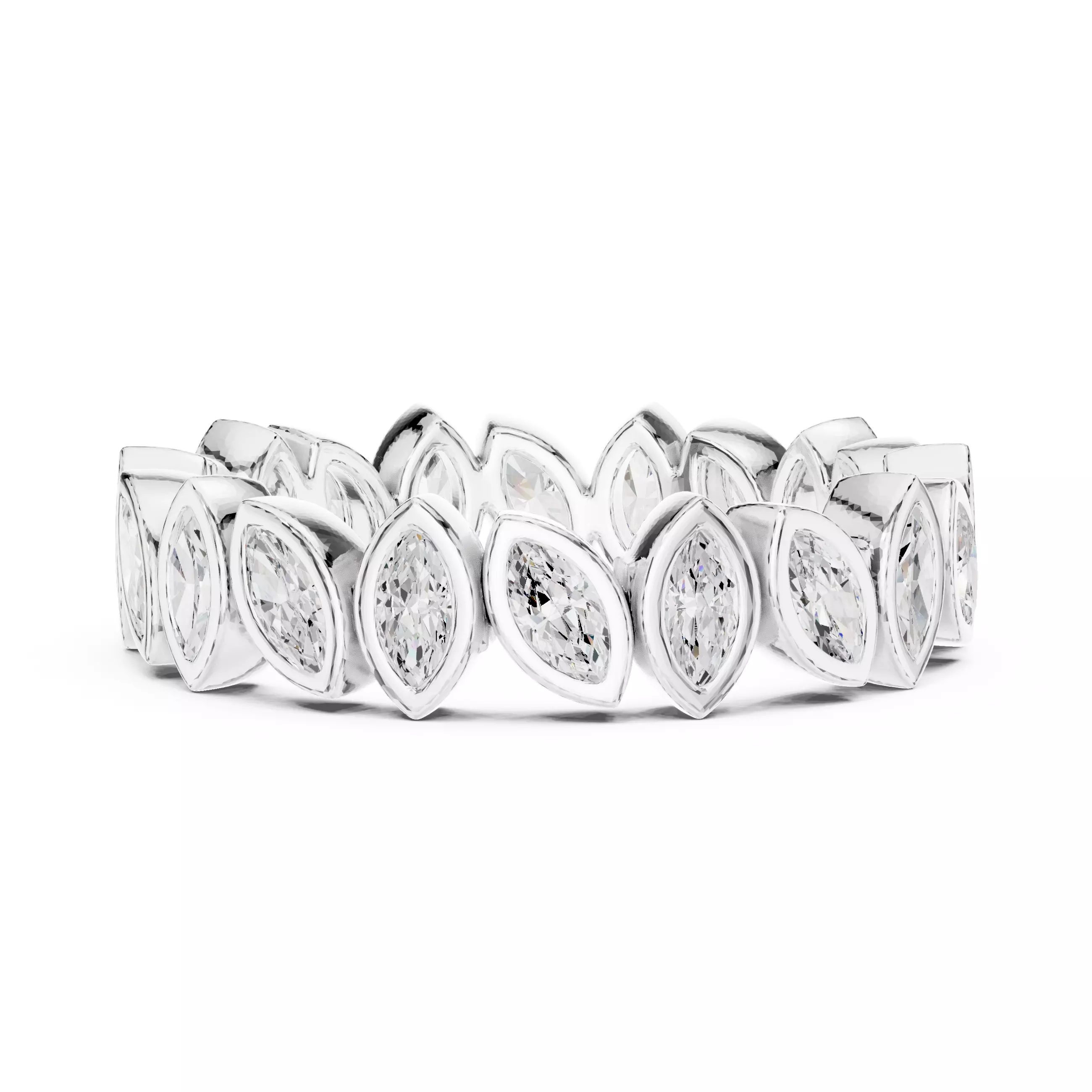 Marquise Cut Bezel Set Stacking Wedding Band 3DM STL Video 3D print model_2