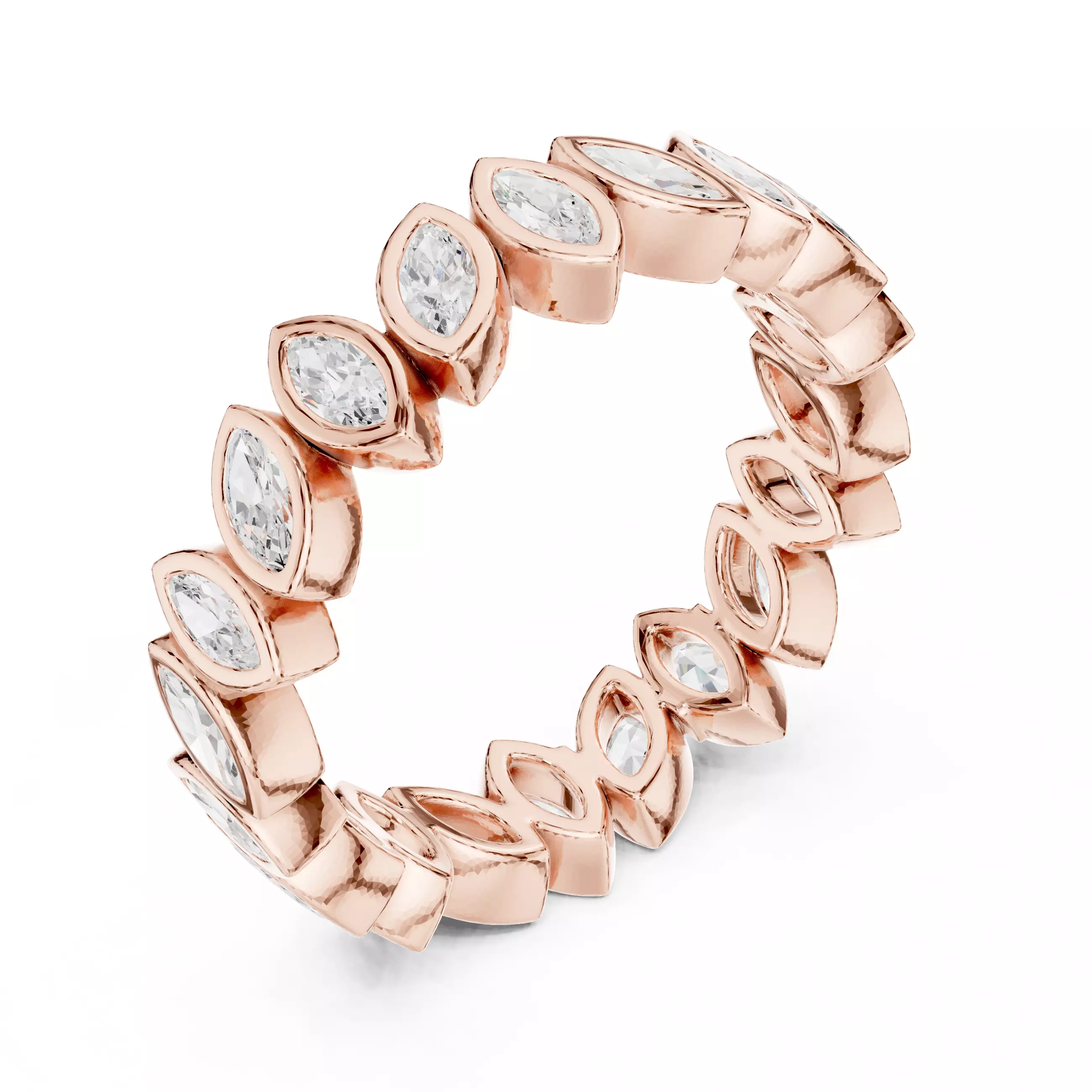 Marquise Cut Bezel Set Stacking Wedding Band 3DM STL Video 3D print model_4