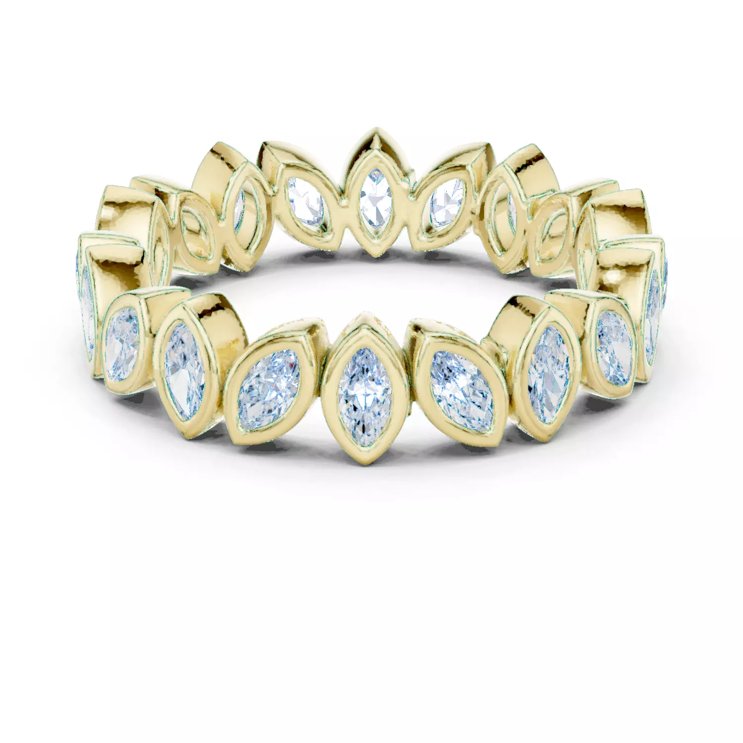 Marquise Cut Bezel Set Stacking Wedding Band 3DM STL Video 3D print model_13