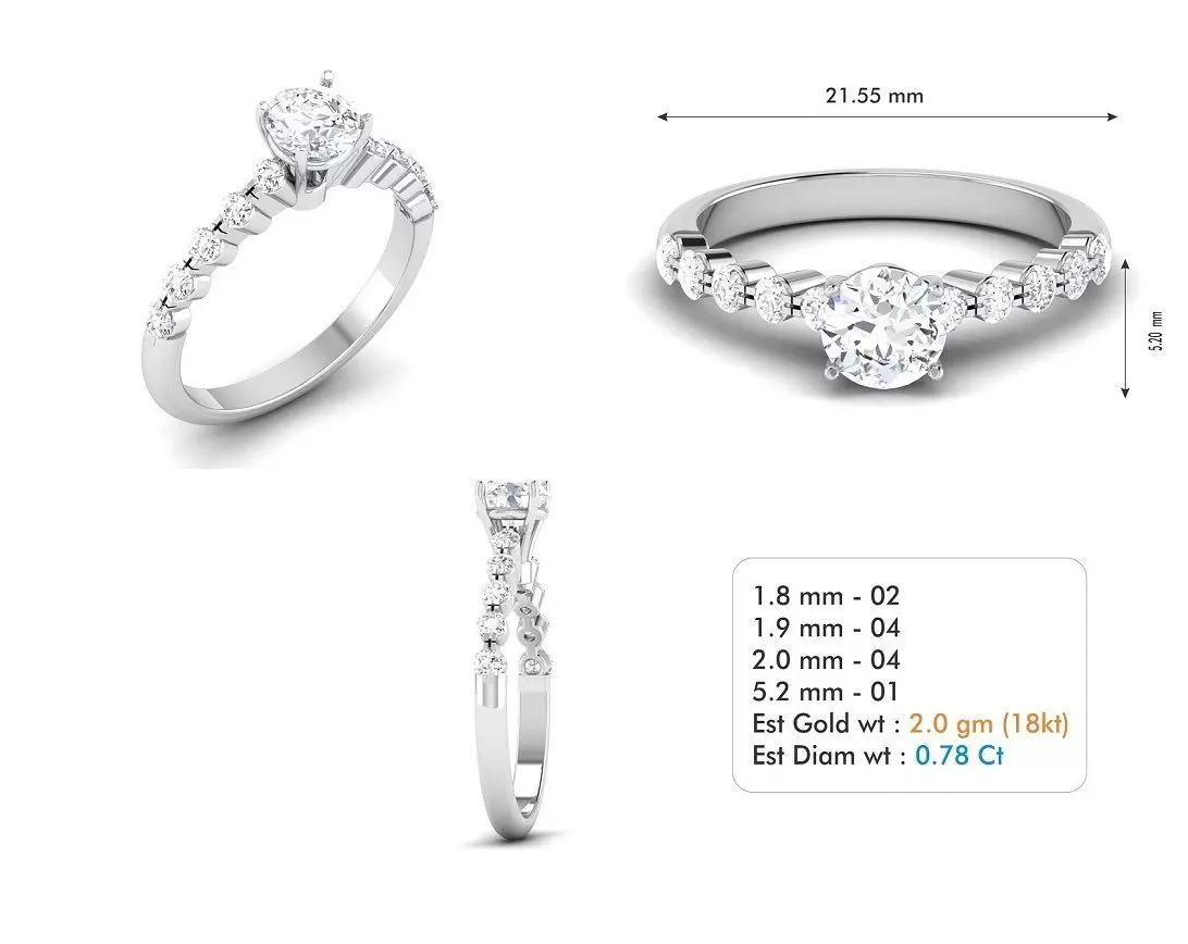 Diamond Wedding Ring 127 3D print model