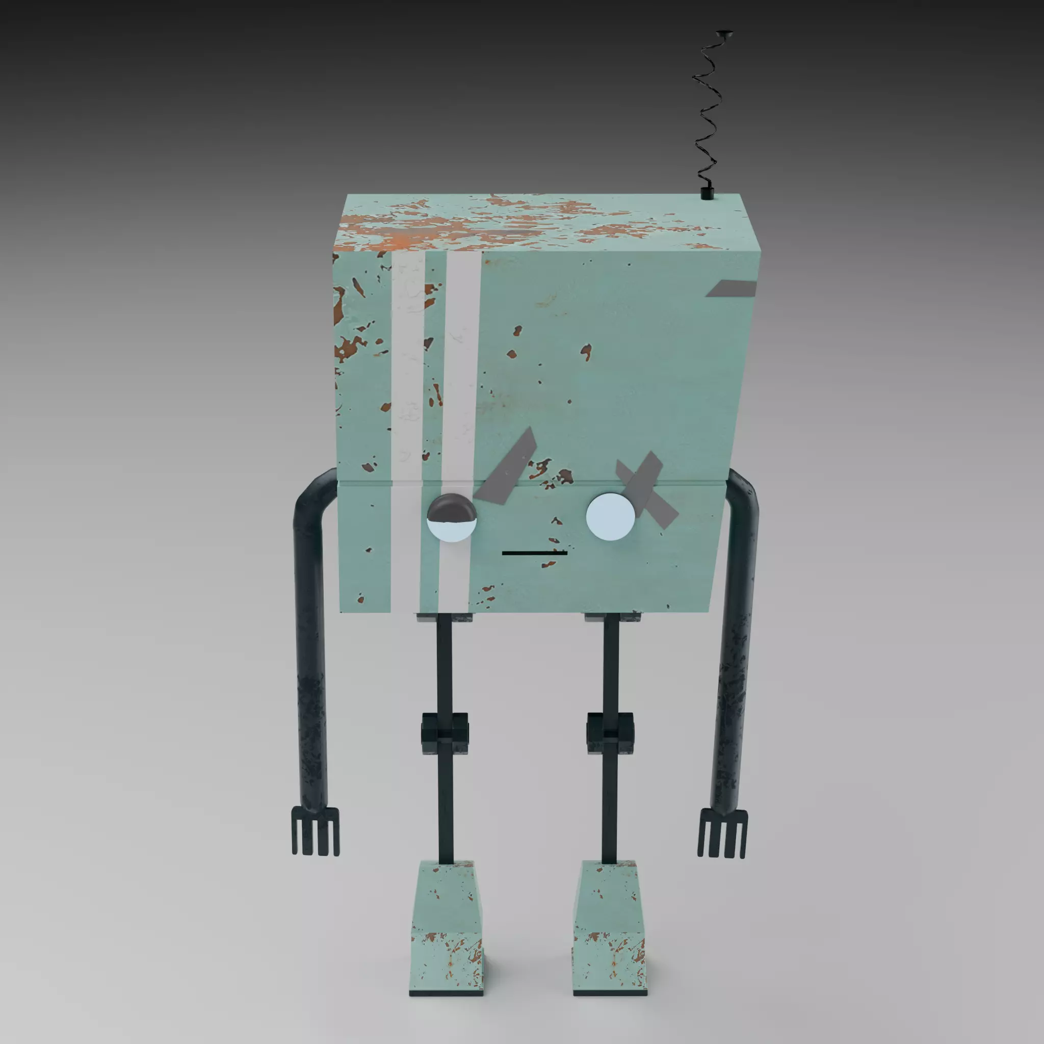 Low Poly Sci Fi Robot Combined- Separated 16 Part Model Low-poly 3D model_5