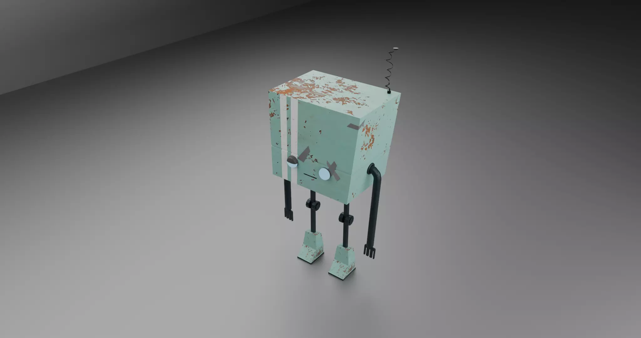 Low Poly Sci Fi Robot Combined- Separated 16 Part Model Low-poly 3D model_4