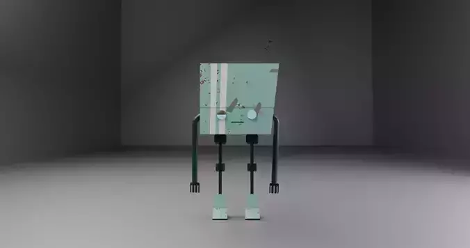 Low Poly Sci Fi Robot Combined- Separated 16 Part Model Low-poly 3D model