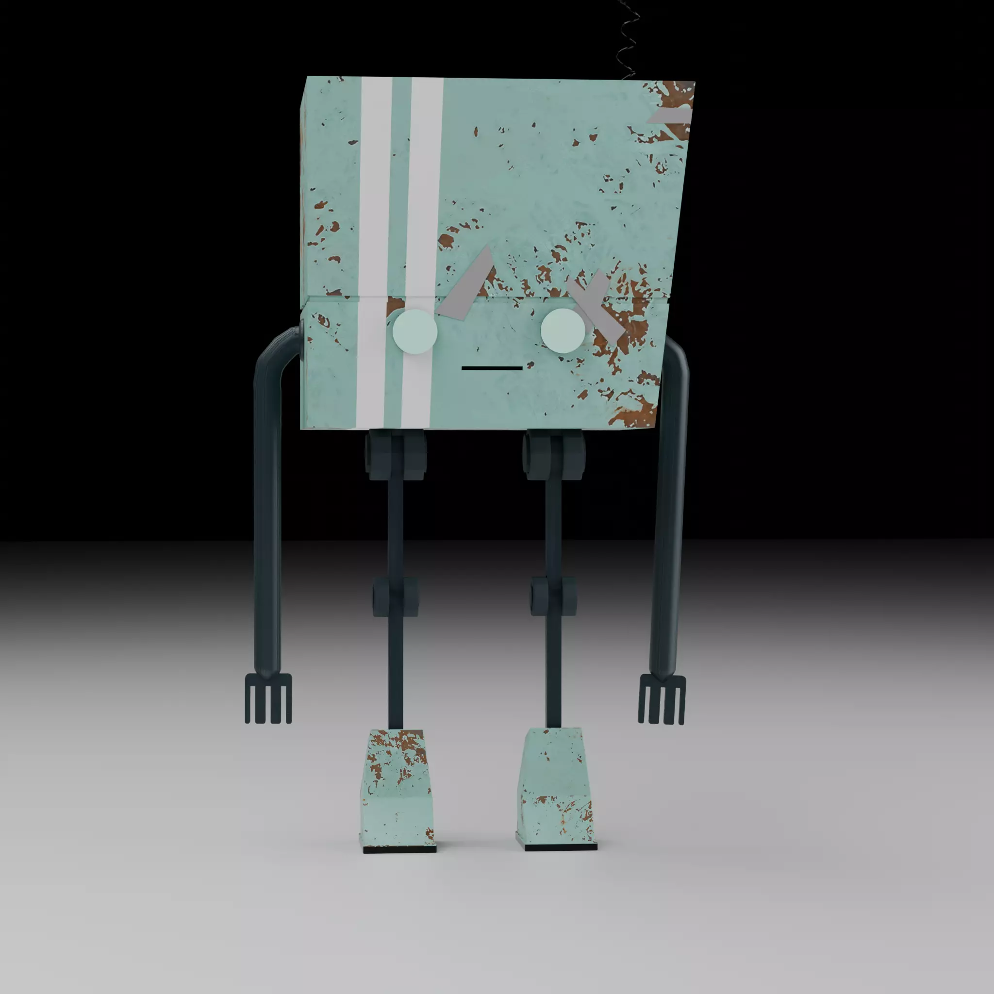 Low Poly Sci Fi Robot Combined- Separated 16 Part Model Low-poly 3D model_6
