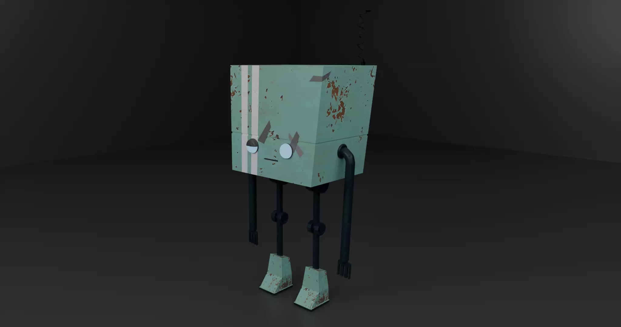 Low Poly Sci Fi Robot Combined- Separated 16 Part Model Low-poly 3D model_3