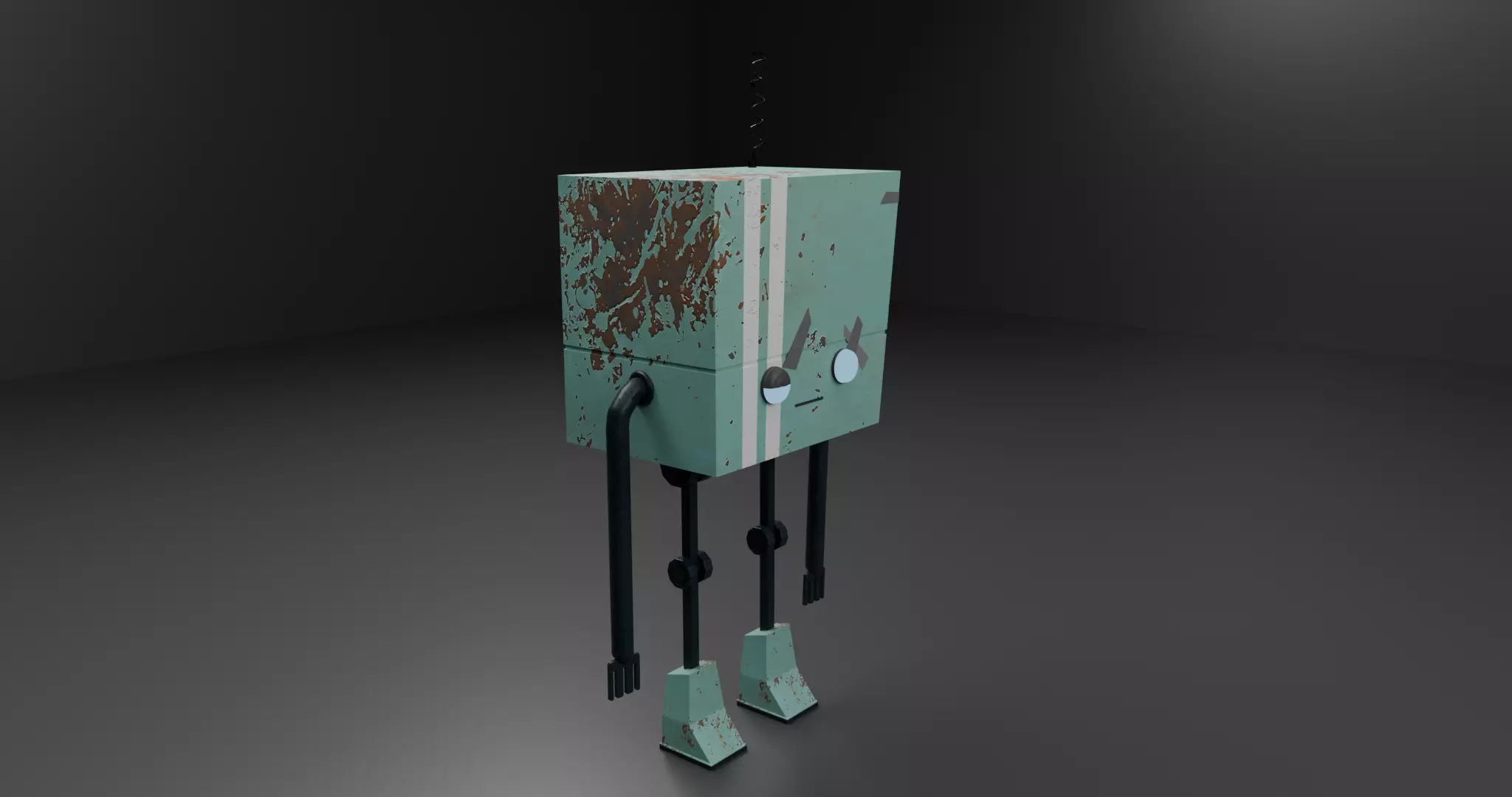 Low Poly Sci Fi Robot Combined- Separated 16 Part Model Low-poly 3D model_2