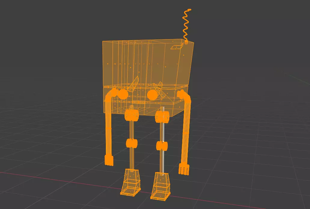 Low Poly Sci Fi Robot Combined- Separated 16 Part Model Low-poly 3D model_7