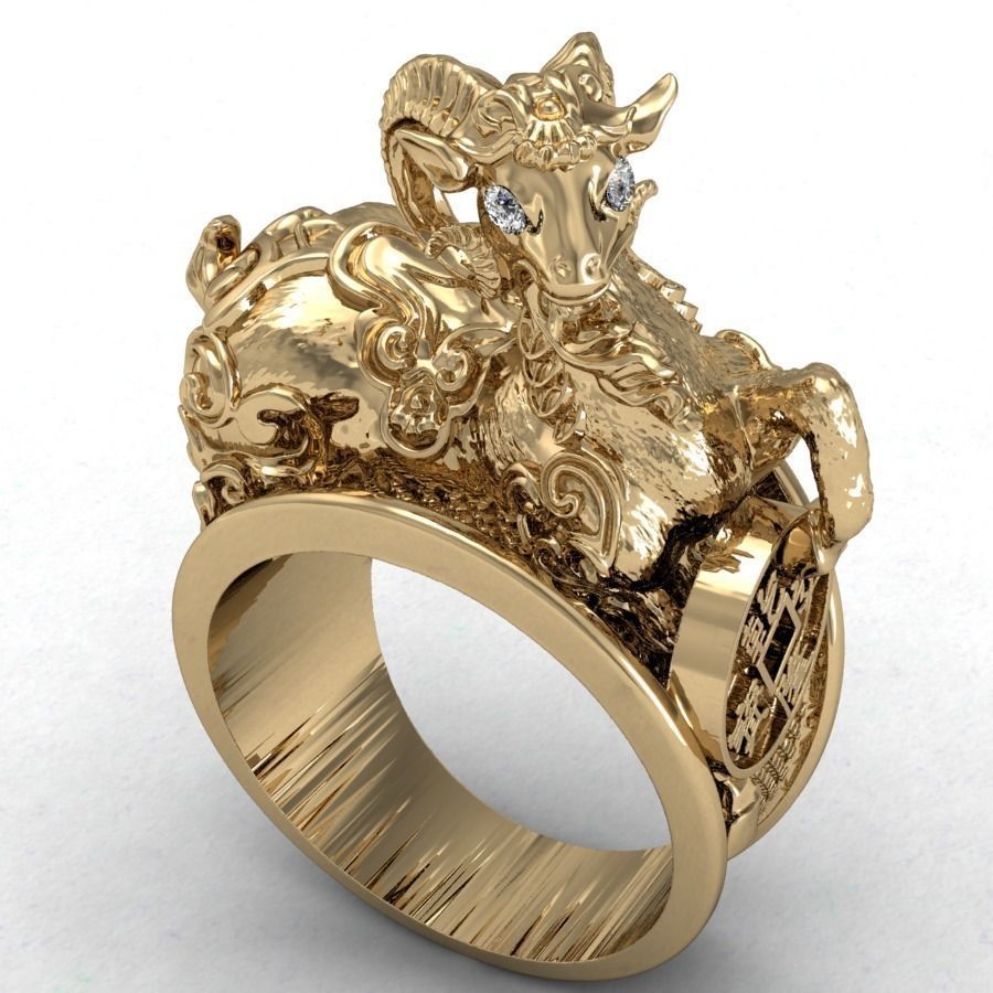 Goat ring  3D print model_0