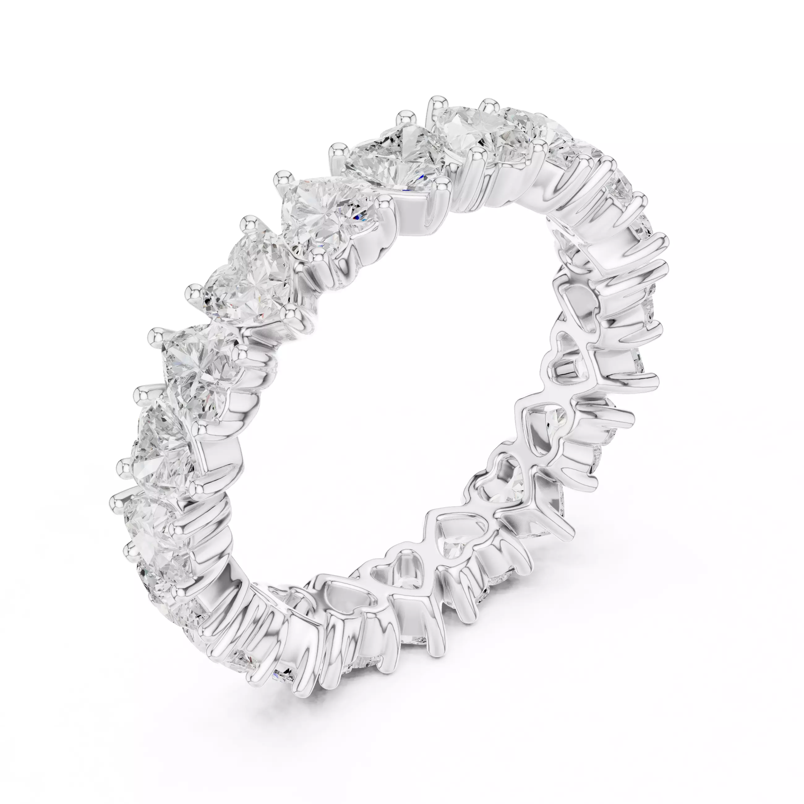 Full Eternity Heart Cut Diamond Wedding Band 3DM STL Video 3D print model_10