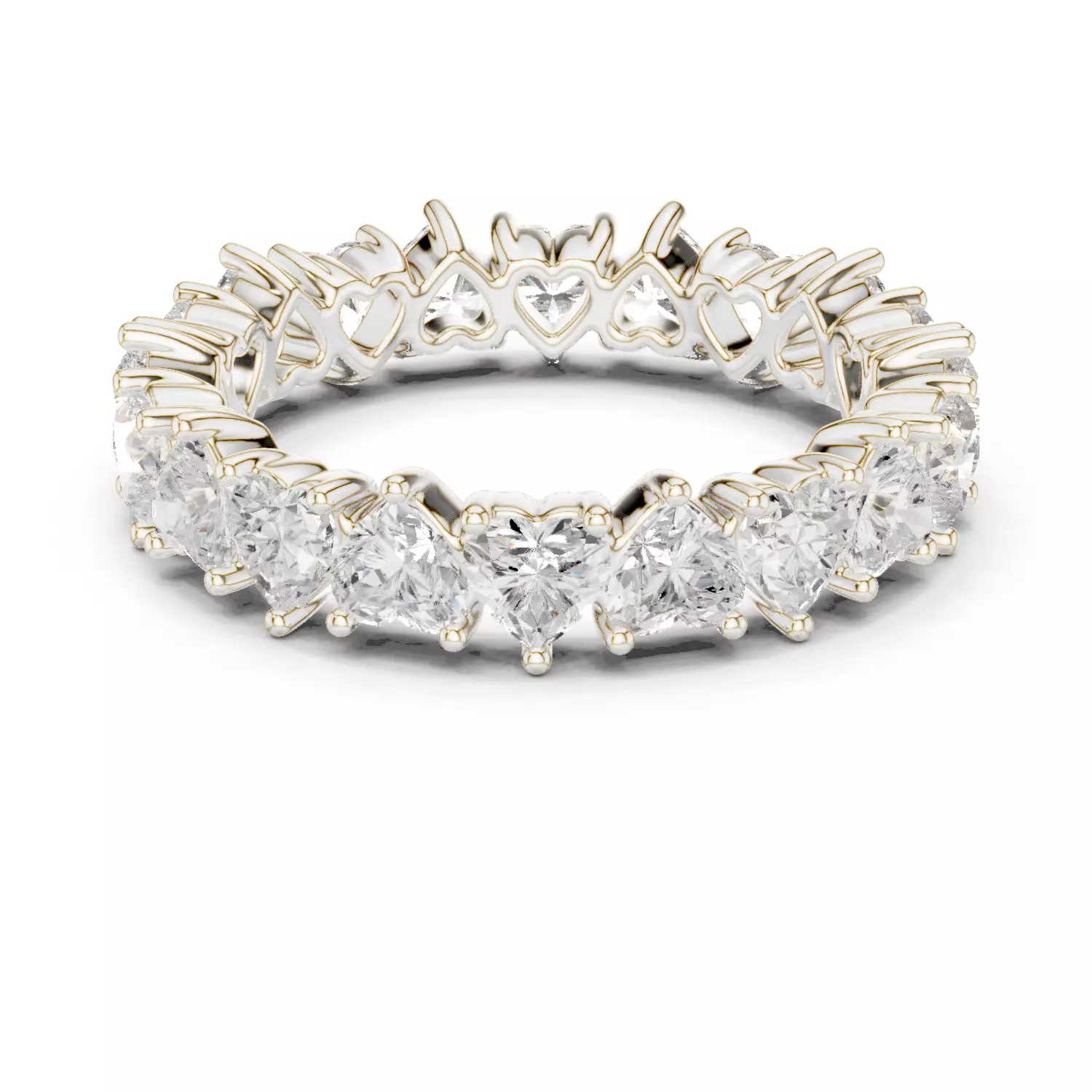 Full Eternity Heart Cut Diamond Wedding Band 3DM STL Video 3D print model_14