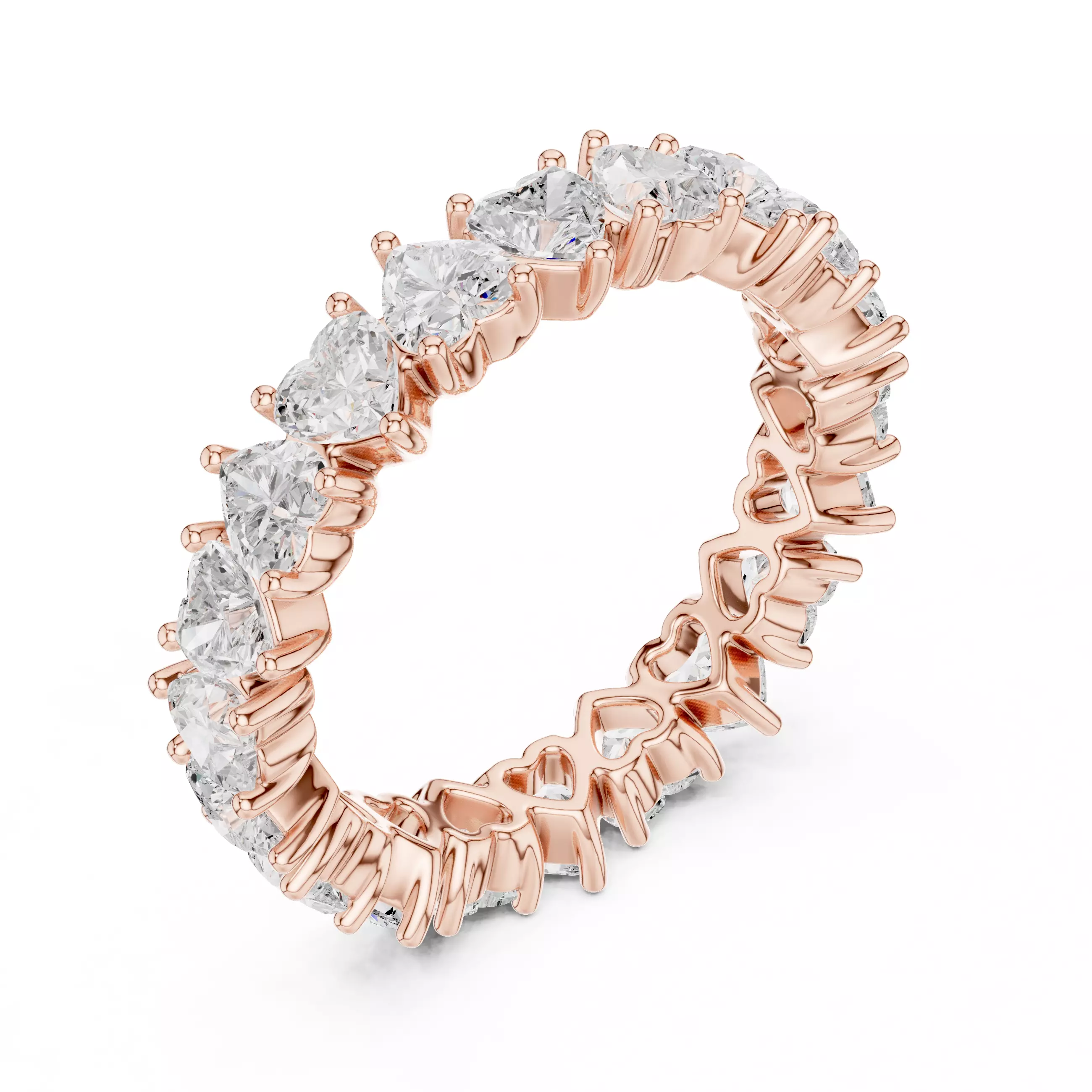Full Eternity Heart Cut Diamond Wedding Band 3DM STL Video 3D print model_4