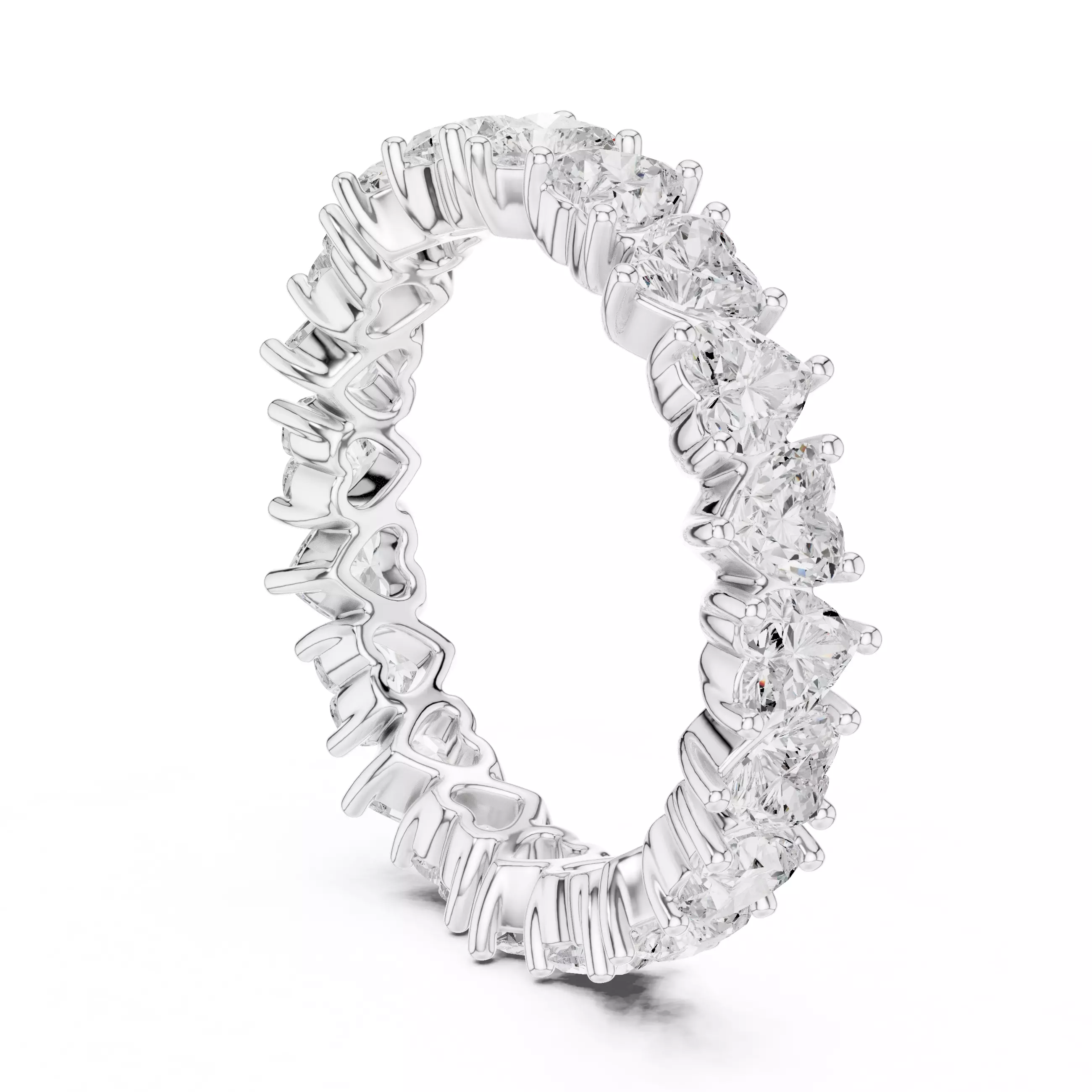 Full Eternity Heart Cut Diamond Wedding Band 3DM STL Video 3D print model_9