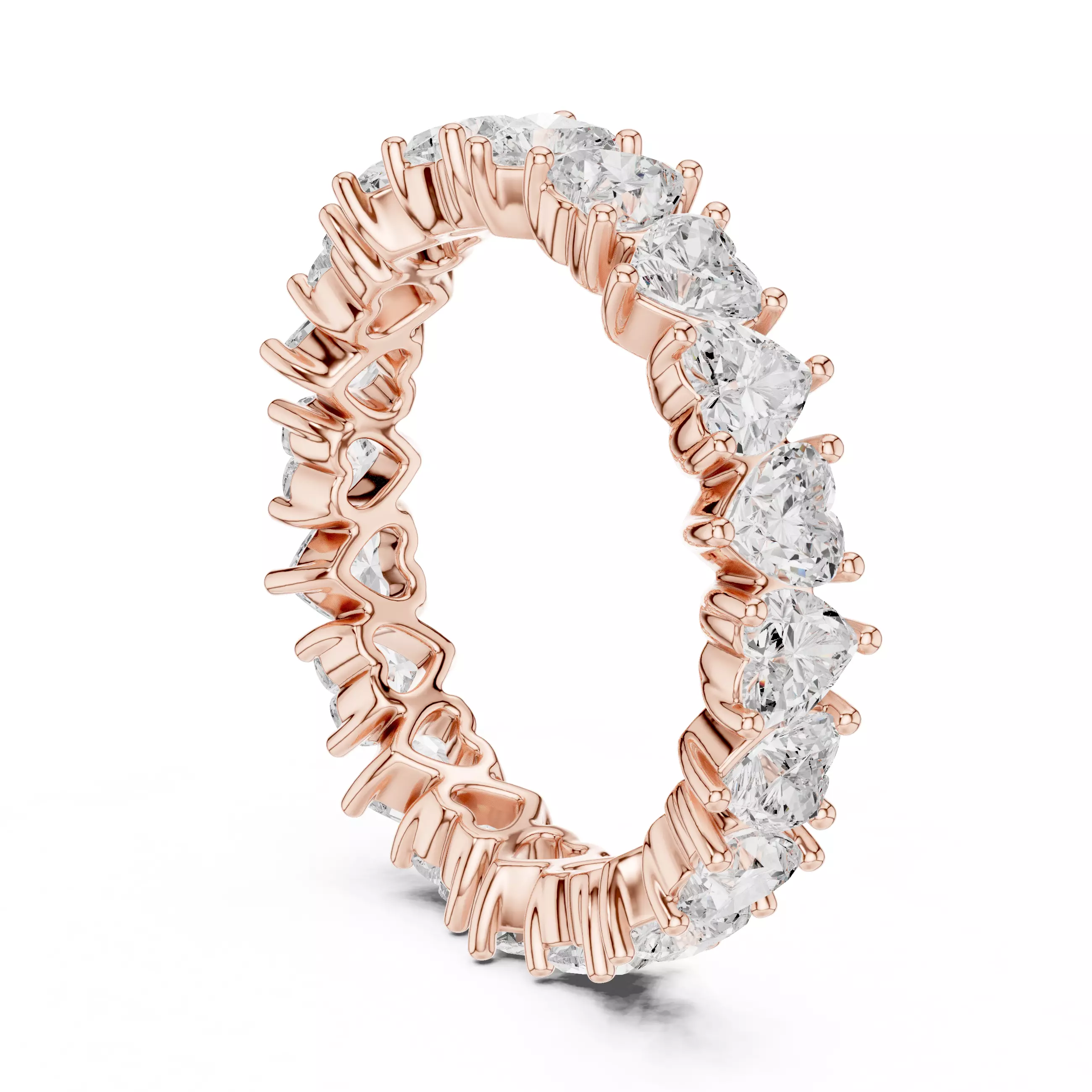 Full Eternity Heart Cut Diamond Wedding Band 3DM STL Video 3D print model_3