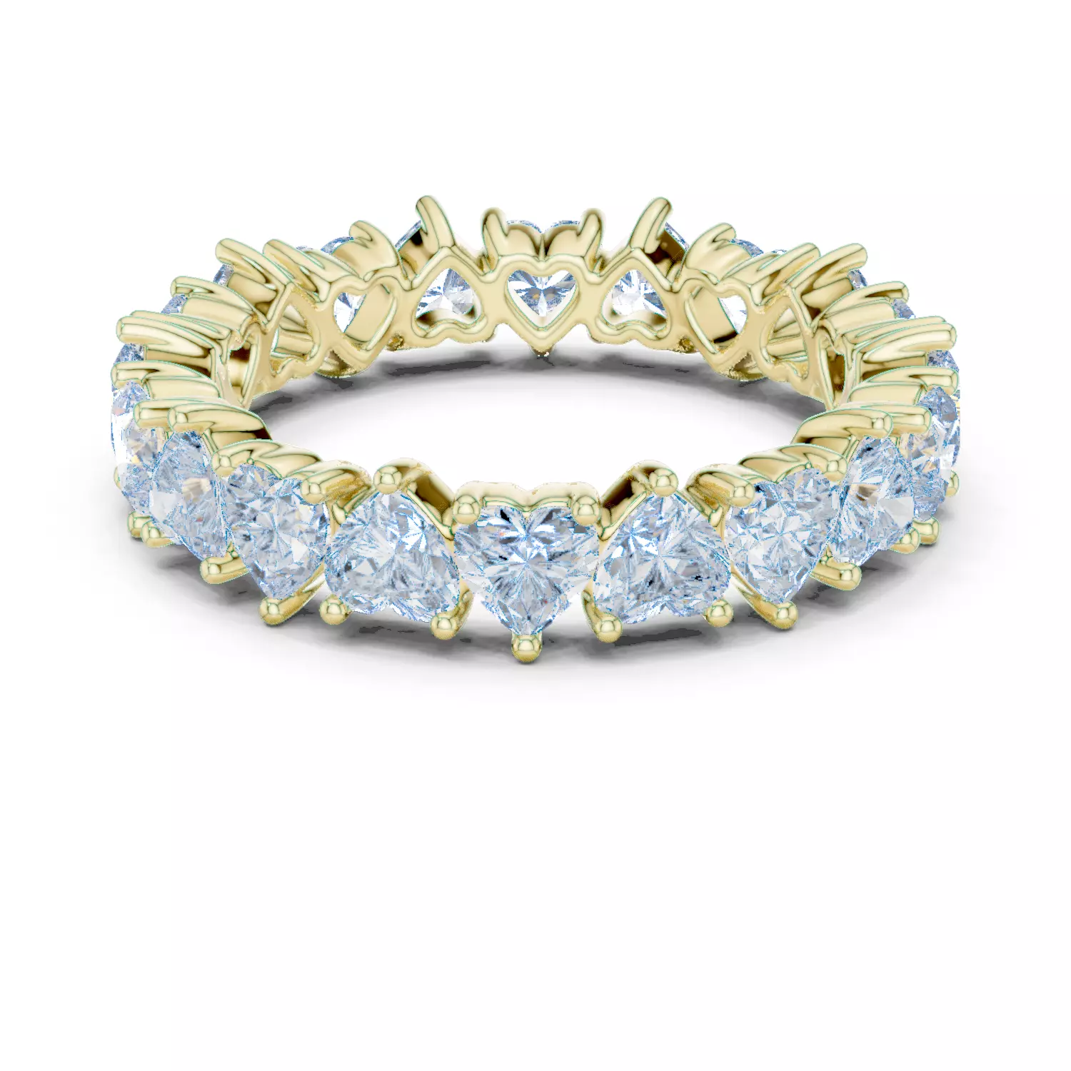 Full Eternity Heart Cut Diamond Wedding Band 3DM STL Video 3D print model_13