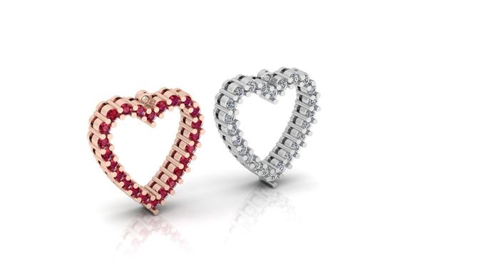 Diamonds Heart Shape Pendant 3D print model