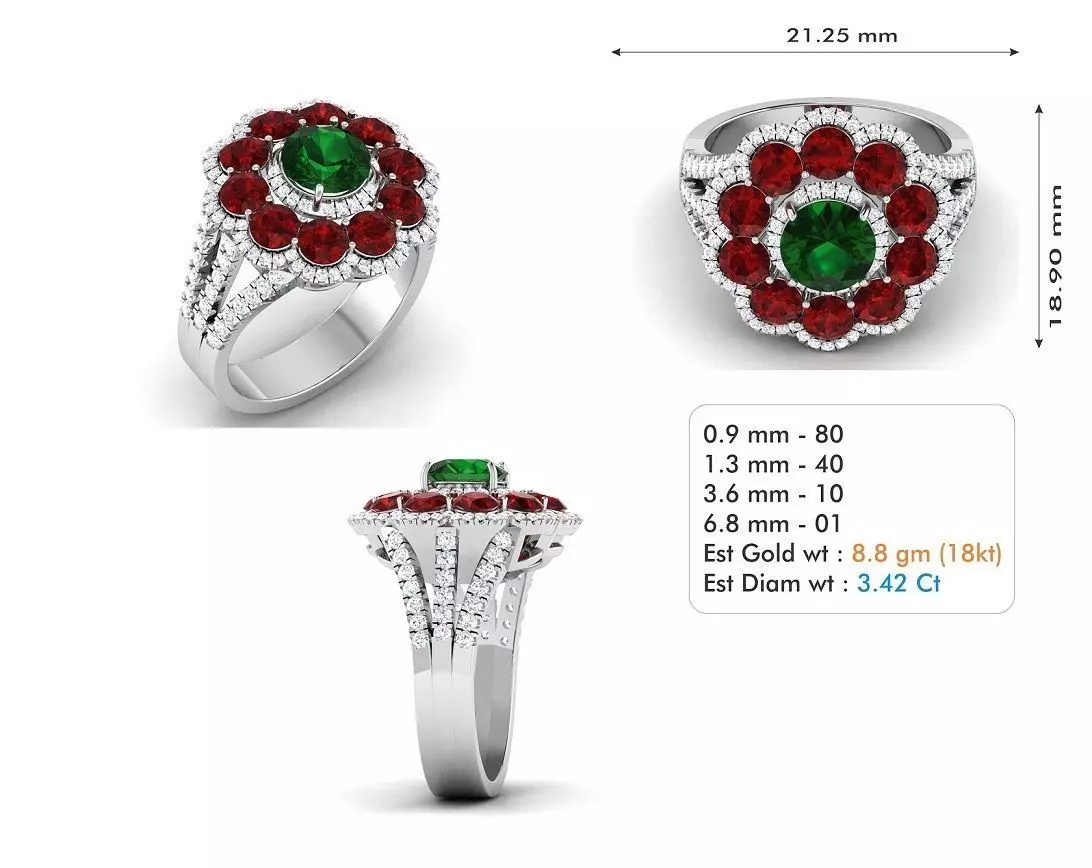 Diamond Wedding Ring 124 Free 3D print model