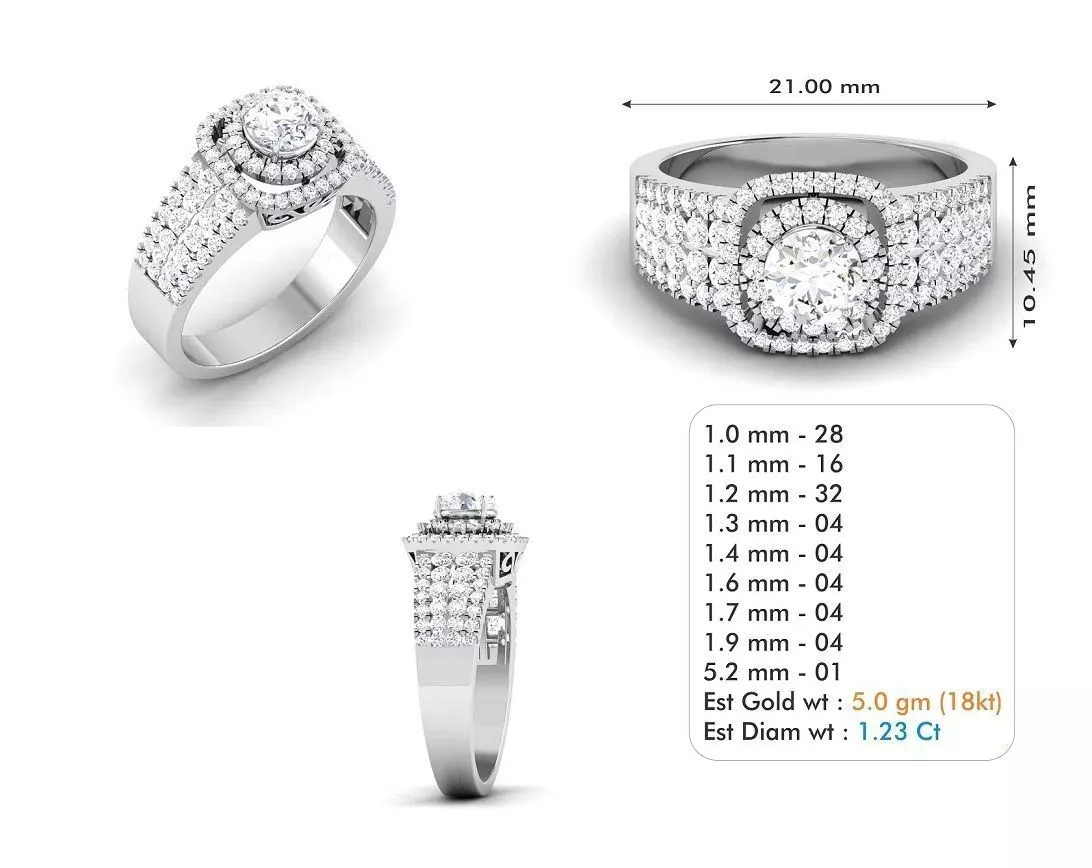 Diamond Wedding Ring 120 3D print model