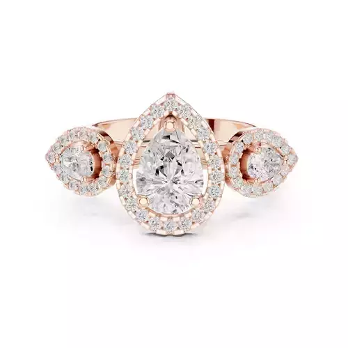 Pear Cut Halo Diamond Engagement Wedding Ring 3DM STL Video