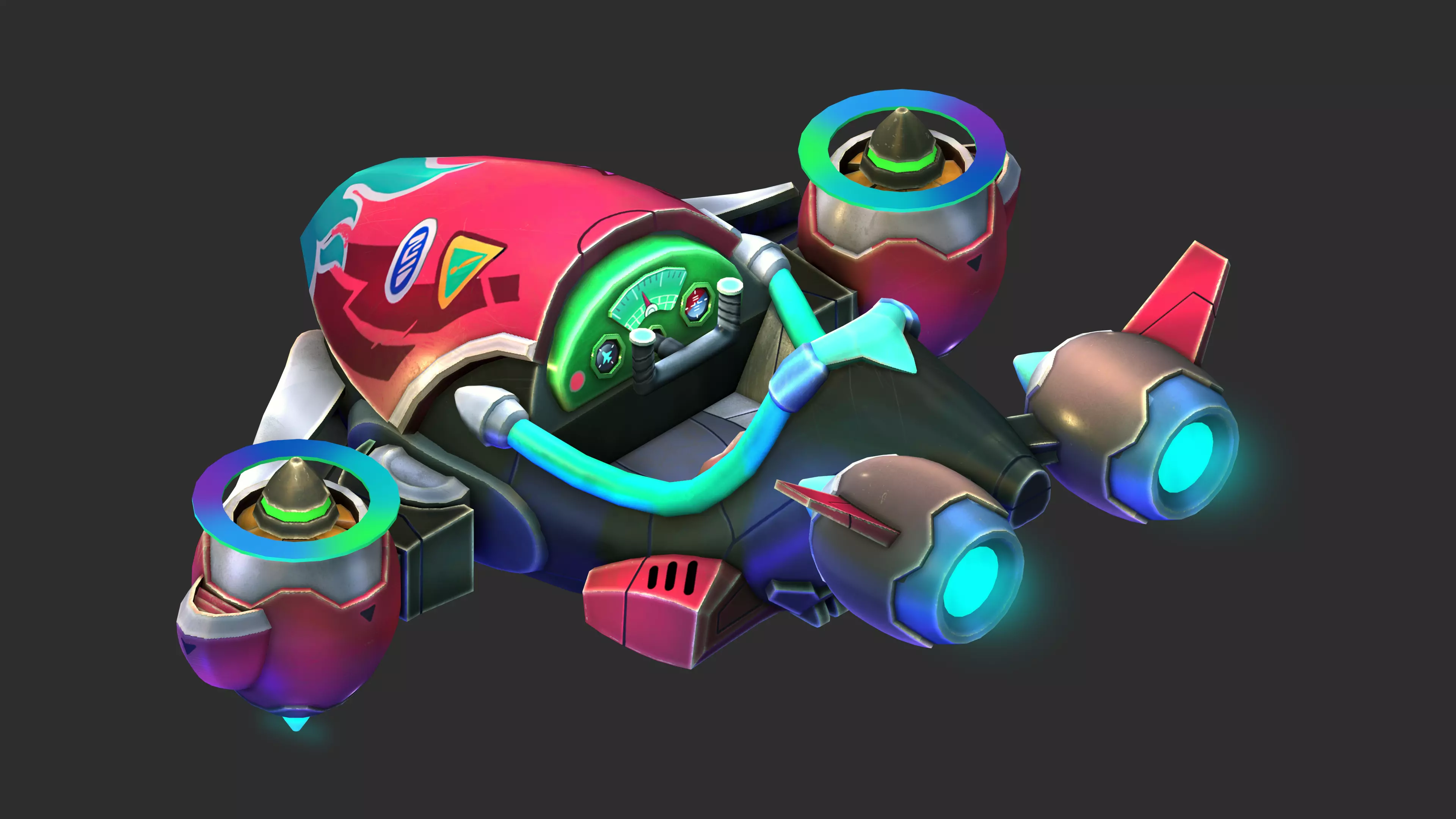 Stylized Low Poly Airplane Pack Hand-Painted 5 Variations Low-poly 3D model_2