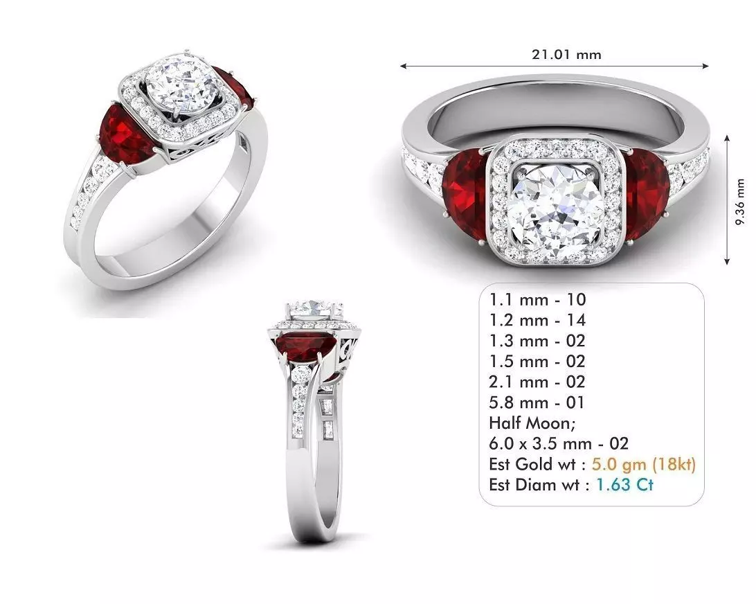 Diamond Wedding Ring 106 3D print model