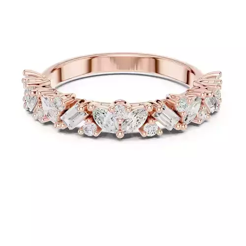 Marquise Baguette Round Alternating Wedding Band 3DM STL Video