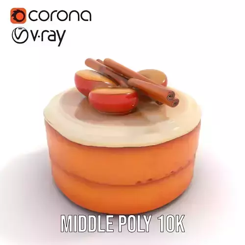 Apple Cinnamon Cake model pack Low-poly 3D model 6