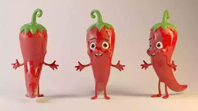 Pepper Vegetable Character Mascot  3D Cartoon Chili