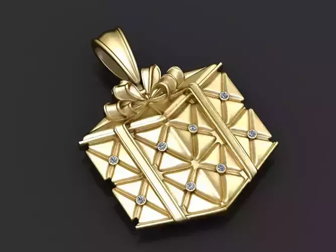 gold gift box pendant 3d priontable moderl 