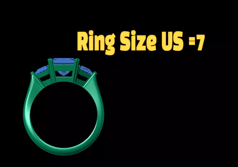 Princess-Cut Ruby and Emerald Solitaire Rings in Yellow Gold 3D print model_8